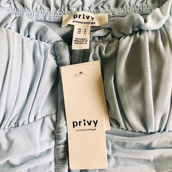 Privy light blue, ruffled, off-the-shoulder crop top size small‎ - Picture 4 of 8